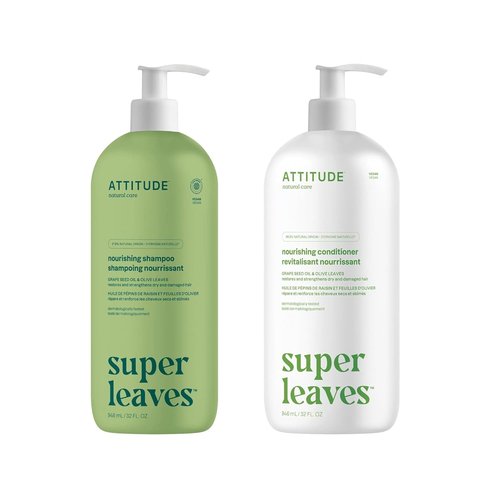 ATTITUDE Nourishing Hair Shampoo & Conditioner - Vegan, Plant-Based Formula with Grape Seed Oil | 32 Fl Oz
