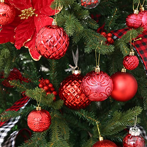 Christmas Ball Ornaments Set - Red Green Gold Shatterproof Decorations with Hang Rope - 36pcs, 6 Styles, 3 Sizes, Variation: RedGreenGold