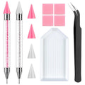 2 Pack Rhinestone Picker Tool Dotting Pen with 4 Wax Tips and Tray, Wax Pencil for Rhinestones, Gem Picker Pen Diamond Jewel Applicator, Rhinestone Tools Kit for Bedazzling DIY Nail Art