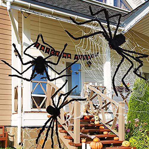 Halloween Giant Spider Decorations Outdoor 3 Pack - Realistic Spiders Props