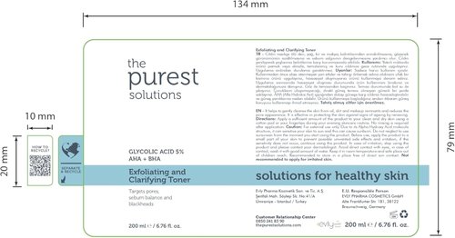 Purest Solutions Exfoliating Toner - Glycolic Acid 5% AHA + BHA for All Skin Types - Vegan | Cruelty-Free (6.76 fl. oz)