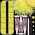 Lemon Yellow AB Flatback Rhinestones with Glue Set for Crafts and Nail Art - Small Pack