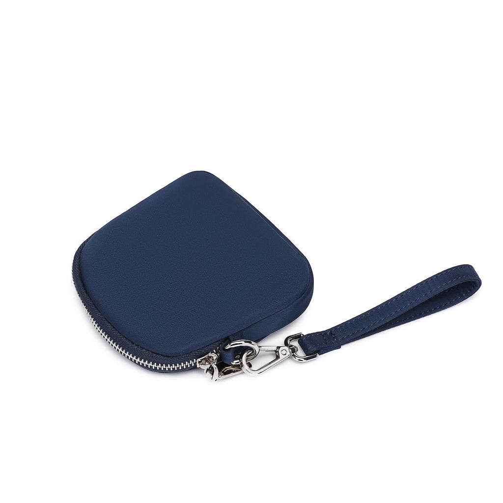 YONBEN Organizer Bag Makeup Bag for Purse Travel Toiletry Pouch Zipper Pouch for Purse Small Makeup Pouch with Pockets Wristband design (black-nylon)… (Navy Blue)