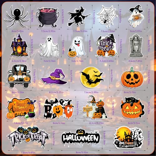 Halloween Wooden Tree Ornaments Set - 36 Spooky Holiday Decorations