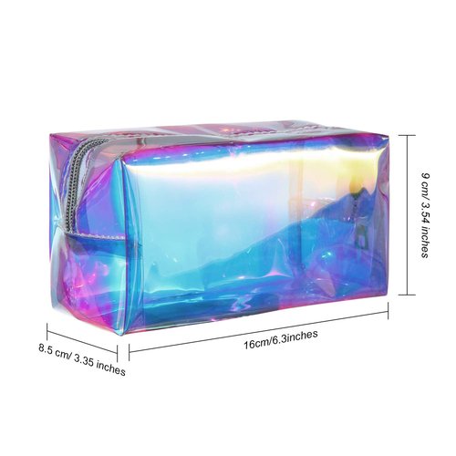Boao Holographic Makeup Bags - 2 Pcs Clear Glitter Travel Cosmetic Pouches | Zipper Toiletry Organizers