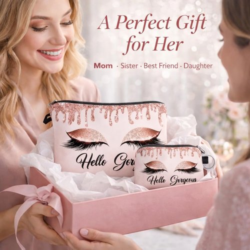Makeup Bag for Purse Cosmetic Bags for Women Inspirational Gift for Womens Small Funny Cosmetics Pouch Bohu Travel Bag Cases for Toiletries Accessories Organizer (53911+22139)