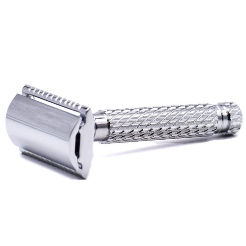 Parker 94R Double-Edge Safety Razor - Chrome-Plated Brass, Standard-Length Handle + 5 Premium Blades for Classic Wet Shaving