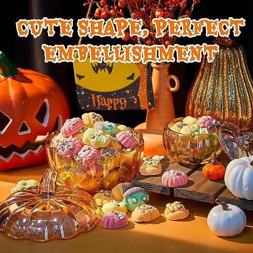 Glass Pumpkin Candy Jar with Lid - Large & Small Halloween Decor - Amber Variation