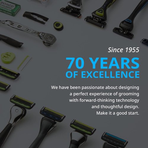 DORCO Pace 4 Pro Razors for Men with Four Blade Cartridges - Smooth Shaving Razor System for Close Comfortable Results - 16 Refill Cartridges, No Handle