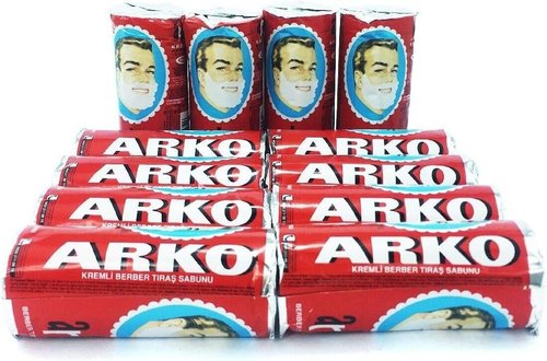 Arko Men Face Shaving Soap Stick, Sensitive skin shave cream, White, ( Pack Of 12 )