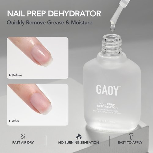 GAOY Nail Dehydrator and Primer Set - Acid-Free Natural Nail Prep for Gel Polish | 2 Pcs