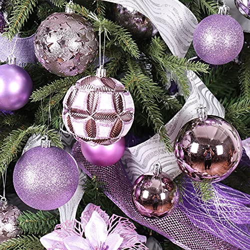 87pcs Christmas Ball Ornaments Set - Shatterproof Lilac Holiday Decorations with Gift Package