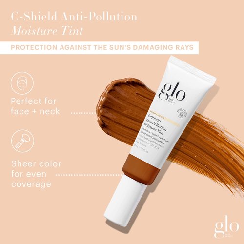 Glo Skin Beauty C-Shield Tinted Moisturizer SPF 30 - Lightweight Anti-Pollution Formula, 10W-Dark, Vitamin C & Squalane