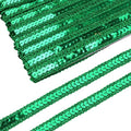 Green Sequin Ribbon Trim - 10 Yards Glitter Braid for Sewing & Crafts