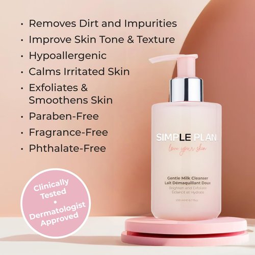 SIMPLE PLAN Hydrating Milky Facial Cleanser - Gentle Moisturizing Face Wash for Sensitive Skin | 200 ML