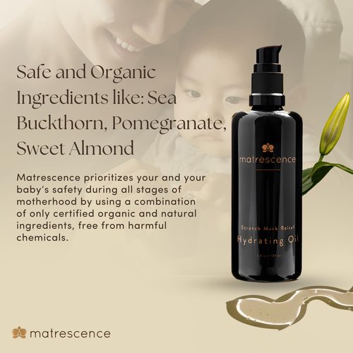 Matrescence Stretch Mark Relief Belly Oil - Hydrating Spa-Quality Maternity Treatment | Pregnancy-Safe 3.4oz