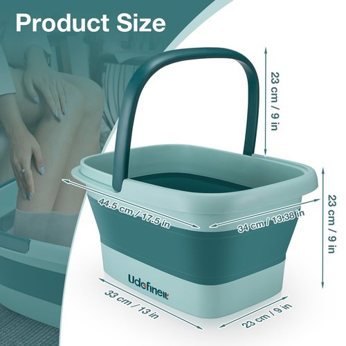 Udefineit Foot Bath Basin, Foldable & Portable Foot Soak Tub with Massage Acupoint for Foot Spa Bath, 15L/4 Gallon, Foot Massager Soaking Bath Basin Bucket for Pedicure Home Spa Treatment (Green)