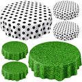 Soccer & Grass Party Tablecloths 84 Inch Disposable Circle Cover - 6 Pack