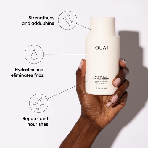 OUAI Medium Hair Shampoo & Conditioner Set - Sulfate-Free, Keratin & Shea Butter Formula | 10 Fl Oz