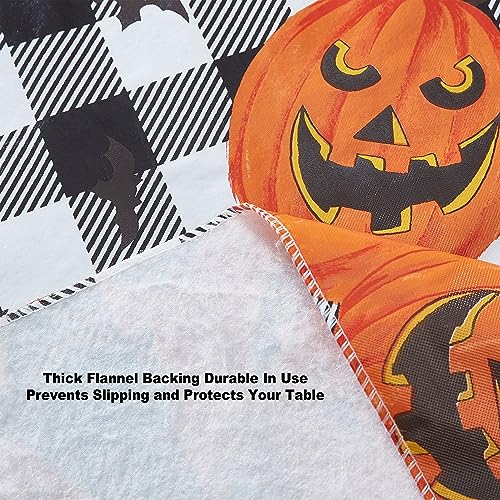 Halloween Jack O' Lantern Vinyl Tablecloth 60 x 84 Inch Oval with Flannel Backing