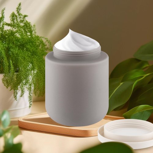 16.9oz/500g Plastic Containers Empty Cosmetic Jars Large Makeup Sample Storage Pot with Lid & Inner Liner for Lotion Cream Ointments DIY Makeup Travel - 3 Pcs-Grey