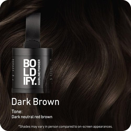 BOLDIFY Hairline Powder - Water-Resistant Dark Brown Root Touch Up for Gray Coverage | 10g, 24-Hour Stain-Proof