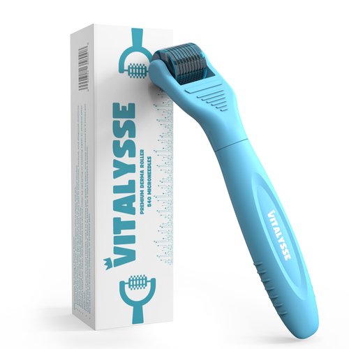 Under Eye & Face Derma Roller – Vitalysse 0.25mm Titanium Microneedling Tool for Dark Circles, Puffy Eyes, Fine Lines– CE & RoHS Certified, Replaceable Head - Safe for Delicate Skin