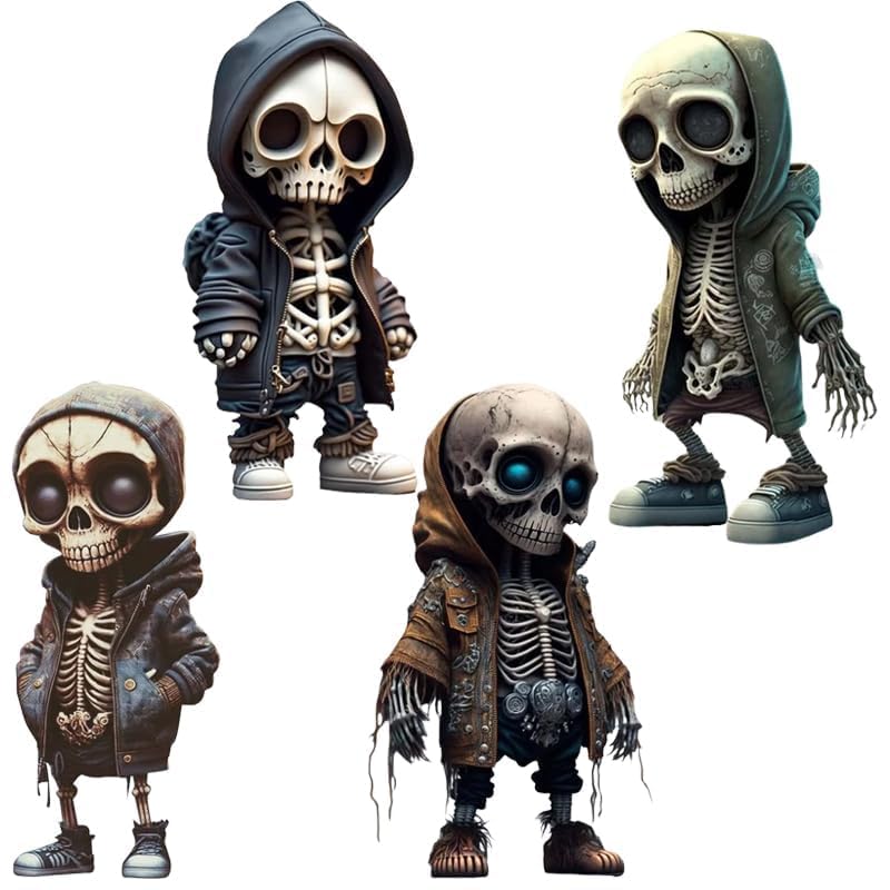 4pcs Skeleton Decor Set - Halloween Garden Gnome Skeleton Figurines Indoor Outdoor