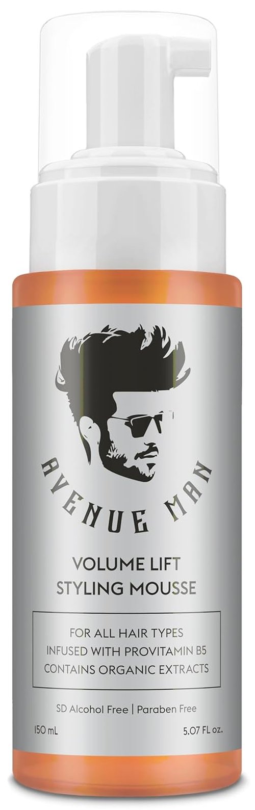 Avenue Man Volume Lift Mousse - 5.07 oz Hair Foam with Argan Oil & Silk Protein for Thickness | Alcohol & Paraben Free