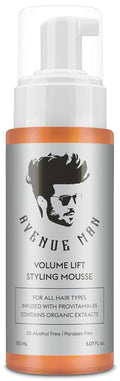 Avenue Man Volume Lift Mousse - 5.07 oz Hair Foam with Argan Oil & Silk Protein for Thickness | Alcohol & Paraben Free