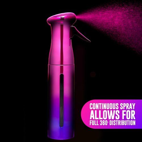 Colortrak Luminous Spray Bottle, 250ml/8.5oz Bottle with Full 360° Distribution, Easy-Use Pump, Quick View Window to Monitor Water Level, Eco-Friendly, Pink/Purple