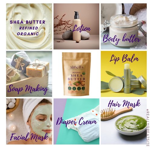 AliBell's- Refined Shea Butter - Unscented Shea Butter - Ultra Refined, Deodorized, White - Hydrating Moisturizer for Dry Skin and Hair