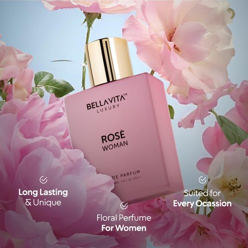 Bellavita Luxury ROSE Eau de Parfum - Fresh Floral Peach & Jasmine | 100 ml (3.4 fl. oz.) | Long-Lasting Women's Fragrance