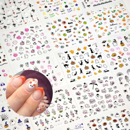 Halloween Nail Stickers Set - Style 14, 30 Sheets for Kids & Adults