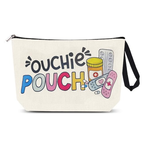 The Ouch Pouch Medicine First Aid Bag for Travel Camping Toiletry Bags with Zipper First Aid Kit Meds Storage Bag Funny Ouchie Pouch for Daughter Friend Birthday Christmas Gifts for Women Men