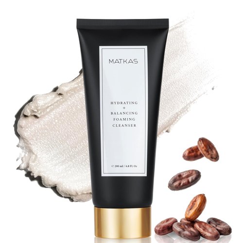 MATKAS Korean Facial Cleanser with Cocoa Seed Extract 6.8 Fl. Oz. - Low pH Hydrating Korean Skin Care Foaming Face Wash for Dry Skin, Face Makeup Remover Cleanser for Sensitive, Oily Skin + Ceramides