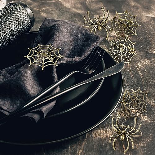 Halloween Spider Web Napkin Ring Holders Set - Retro Halloween Decor for Dinner Tables