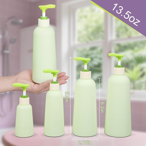 ASEVAT Plastic Pump Bottle13.5 oz Empty Shampoo Pump Bottles Dispenser 3 Pack Portable Hand Soap Dispenser Leak Proof Empty Travel Shampoo Bottle Shampoo and Conditioner Dispenser