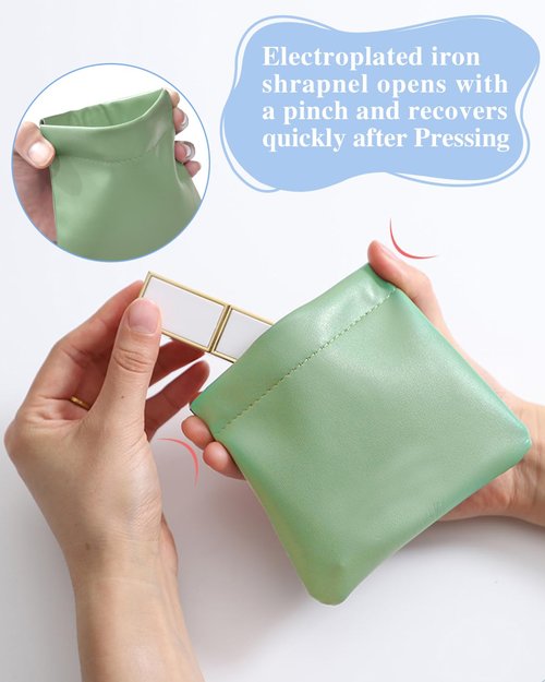 sousac 4 Pcs Small Pocket Cosmetic Bag for Purse, Mini Waterproof Lambskin Portable Makeup Bag, Pretty Cute Coin Pouches Lipstick Storage Organizer for Cosmetics Headphones Jewelry