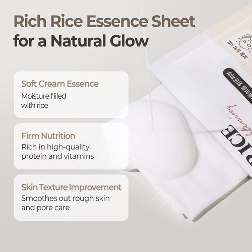 SKINFOOD Rice Daily Sheet Mask - Hydrating Vegan Face Mask with Rich Rice Essence | 10 Pack for Smooth, Radiant Skin