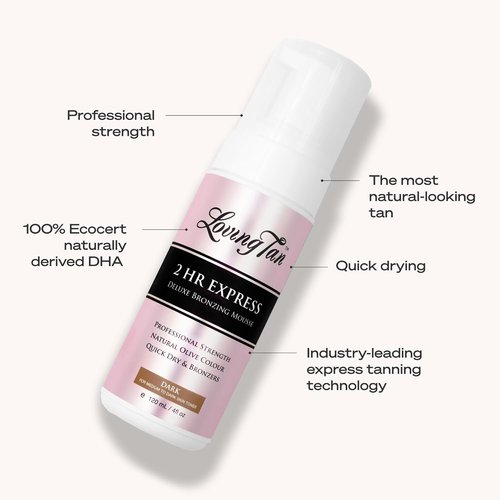 Loving Tan 2 HR Express Self Tanning Mousse - Dark, Streak-Free Formula | 4 FL Oz, Professional Quality