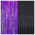 Black & Purple Foil Fringe Curtains Pack of 4 - Party Backdrops & Decorations