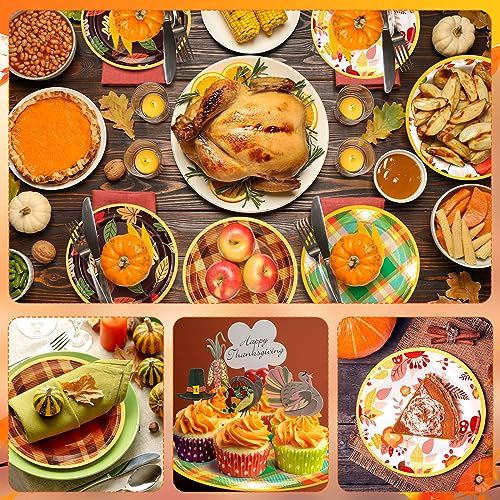 Uiifan 120 Pcs Fall Pumpkin and Maple Leaf Disposable Paper Plates - 7 Inch Thanksgiving & Autumn Harvest Dinnerware Set - Variation of THIS listing