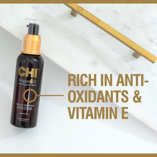 CHI Argan Oil Leave-In Treatment - Lightweight Formula with Moringa Oil for Moisturizing Dull Hair | 3 Oz