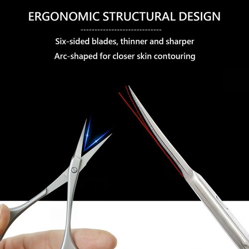 Trazzic Butterfly-Tail Nail Cuticle Scissors: More Stable Anti-slip Multi-Faceted Sandblasted Grooming Scissors Stainless Steel Cuticle Cutter, Eyebrow Eyelash Nose Hair Manicure Kit for Women, 1 PACK