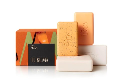 Natura Ekos Tukumã Exfoliating & Creamy Bar Soap Set - 4 Pack with 100% Pure Plant Oils - Vegan Skin Care