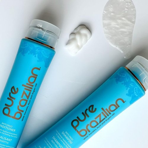 Pure Brazilian Anti-Frizz Shampoo & Conditioner - Salt-Free, Color Safe, Enriched with Keratin & Argan Oil | 13.5 Ounce