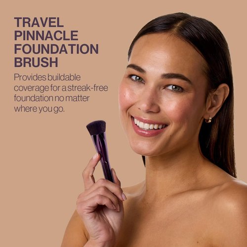 Anisa Beauty Travel Pinnacle Foundation Brush | Compact, Vegan-Friendly, High-Density Brush for Seamless Foundation Application. Ideal for Liquid, Cream, and Powder Makeup | Portable & Travel-Friendly