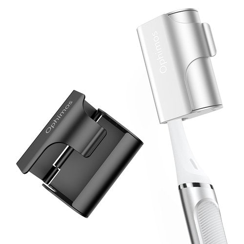 Ophimos Aluminum Alloy Toothbrush Head Cover, 2 Count Long-Lasting Travel Protector Case for Most Electric/Manual Brushes（Black+Silver）