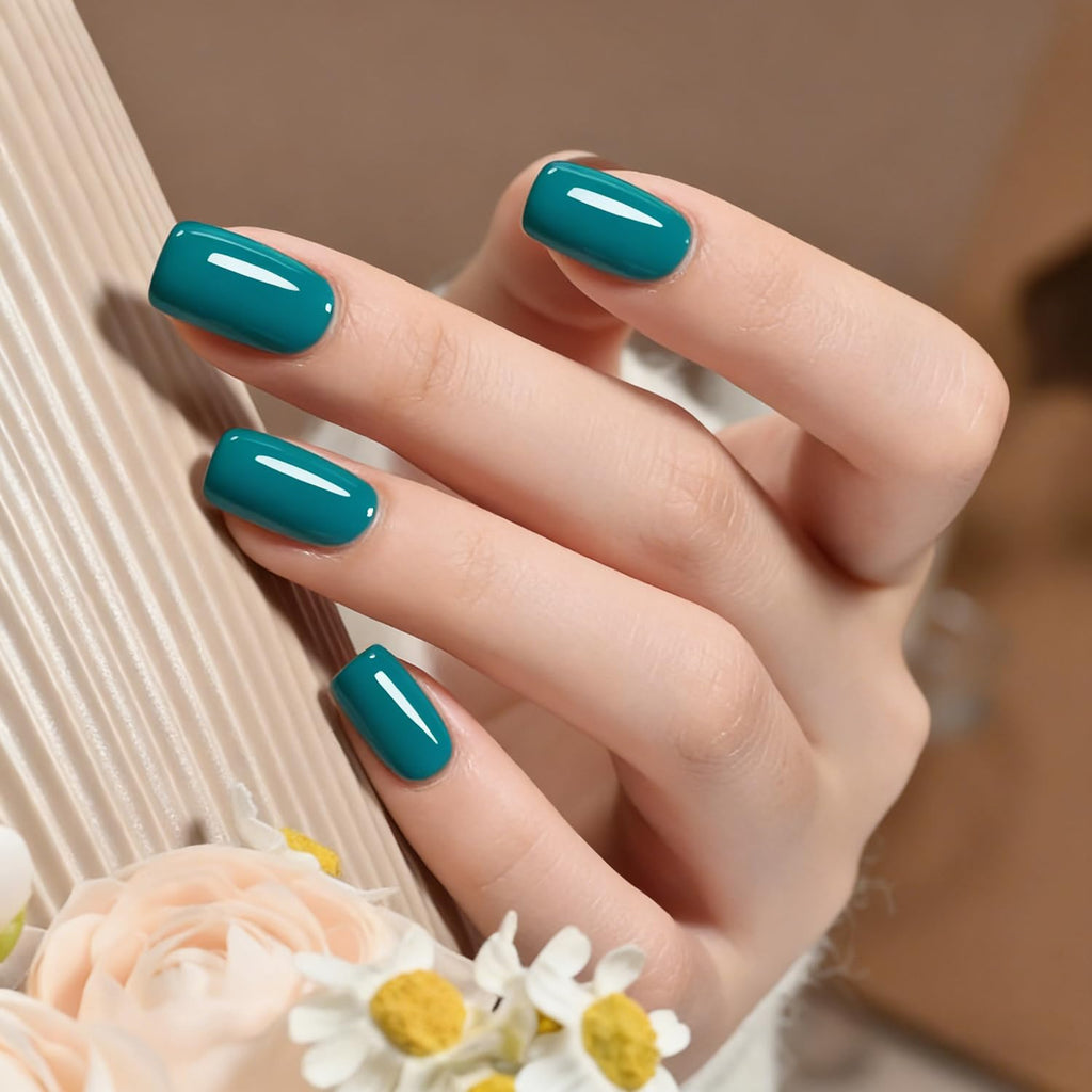 Vishine 4 Colors Green Teal Gel Nail Polish Kit 15ml, Glitter Green Sparkle Gel Nail Polish Set, Drak Green Gel Polish Nail Art Home DIY Salon